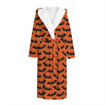 Halloween Bat Pattern Print Hooded Bathrobe