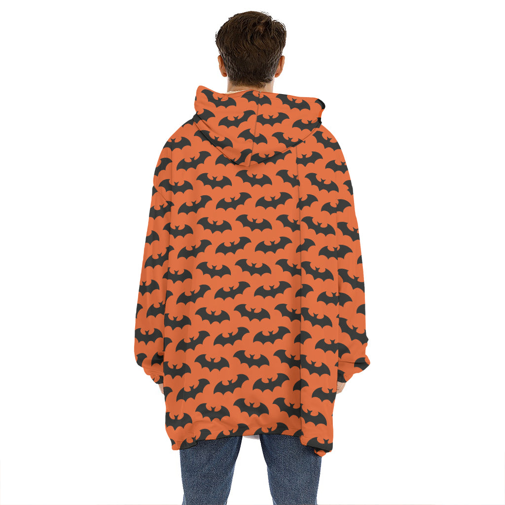 Halloween Bat Pattern Print Hoodie Blanket