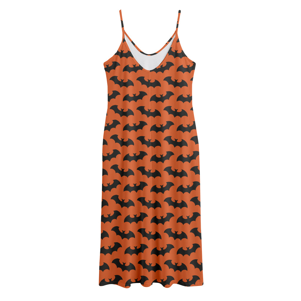Halloween Bat Pattern Print Jersey Midi Cami Dress