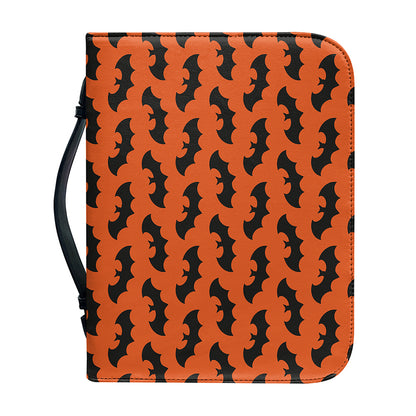 Halloween Bat Pattern Print Leather Bible Cover