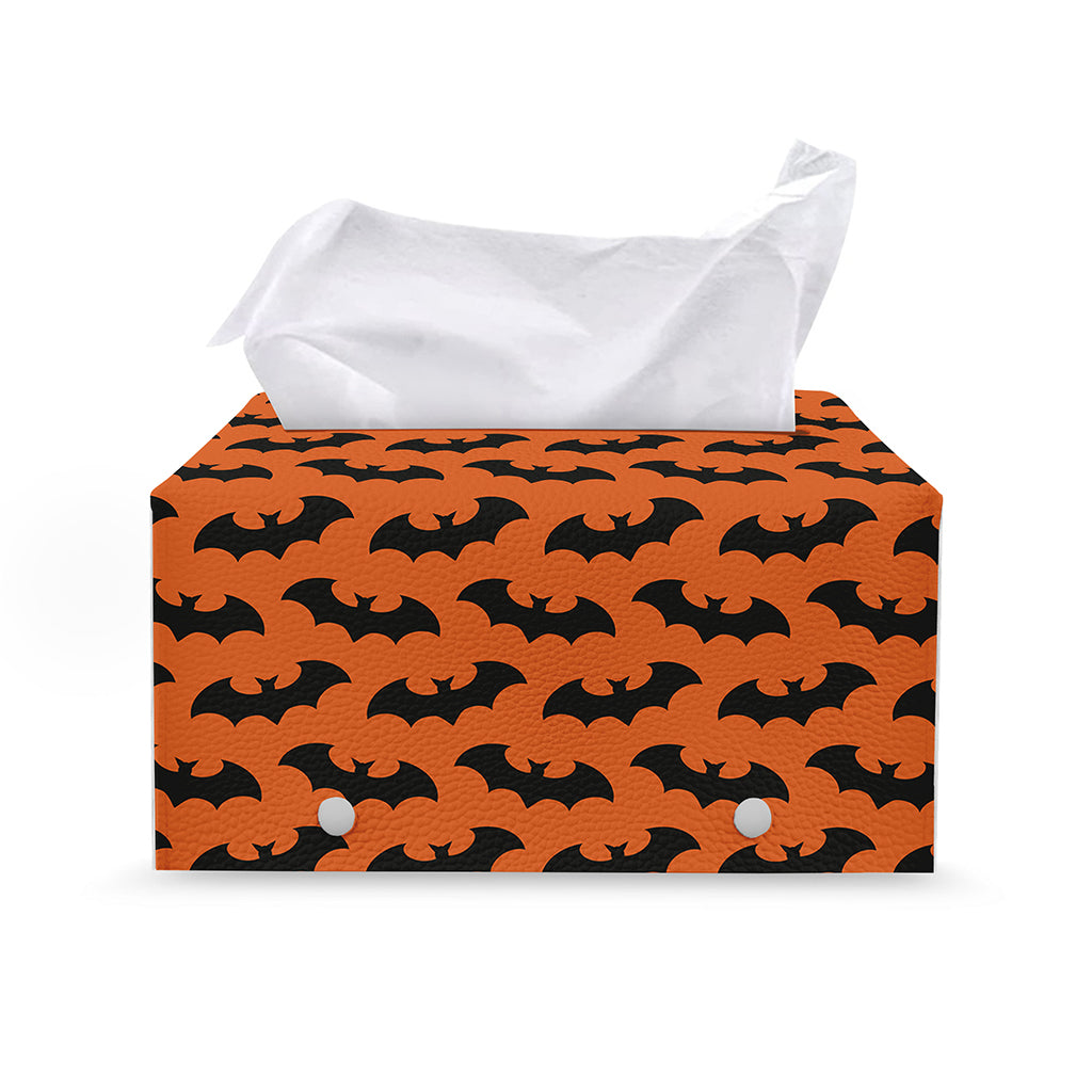 Halloween Bat Pattern Print Leather Tissue Box Cover