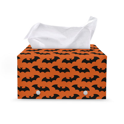 Halloween Bat Pattern Print Leather Tissue Box Cover