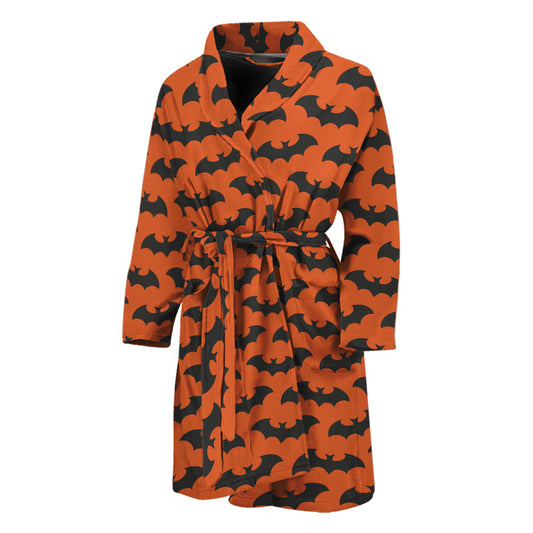 Halloween Bat Pattern Print Men's Bathrobe