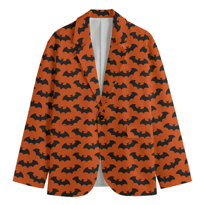 Halloween Bat Pattern Print Men's Cotton Blazer