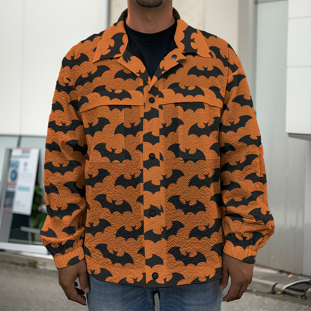 Halloween Bat Pattern Print Men's Shirt Jacket