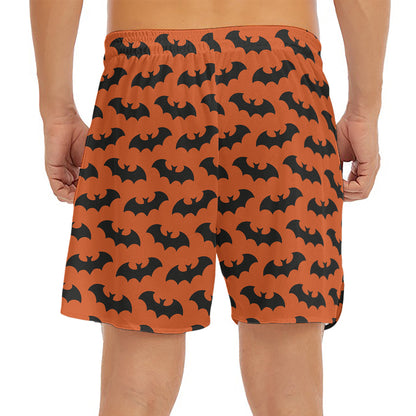 Halloween Bat Pattern Print Men's Split Running Shorts