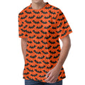 Halloween Bat Pattern Print Men's Velvet T-Shirt
