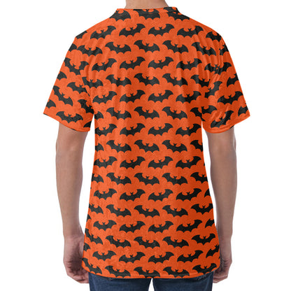 Halloween Bat Pattern Print Men's Velvet T-Shirt