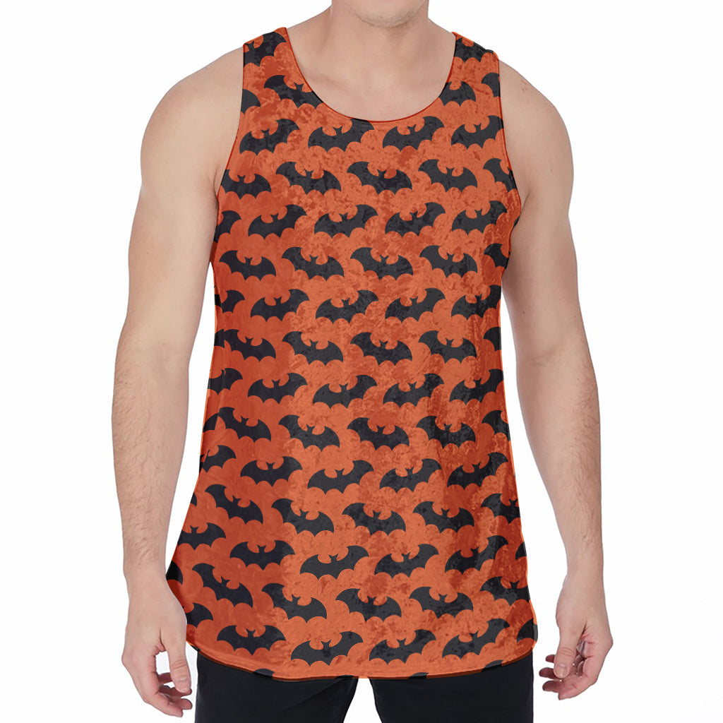 Halloween Bat Pattern Print Men's Velvet Tank Top