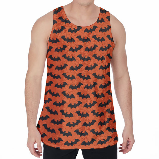 Halloween Bat Pattern Print Men's Velvet Tank Top