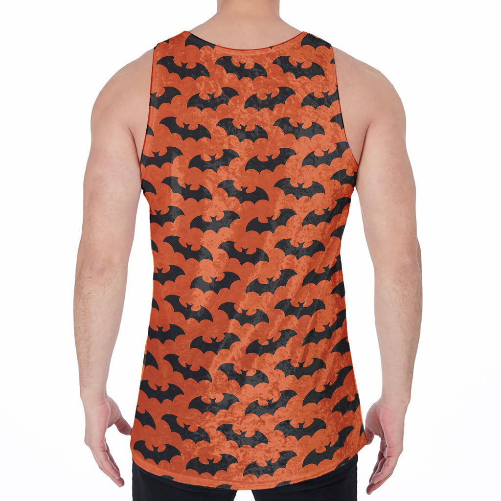 Halloween Bat Pattern Print Men's Velvet Tank Top