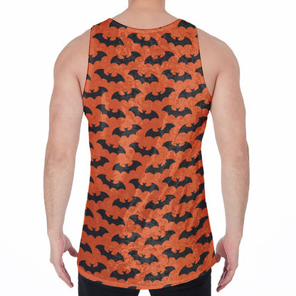 Halloween Bat Pattern Print Men's Velvet Tank Top