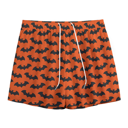Halloween Bat Pattern Print Mesh Shorts