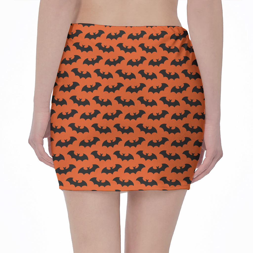 Halloween Bat Pattern Print Pencil Mini Skirt
