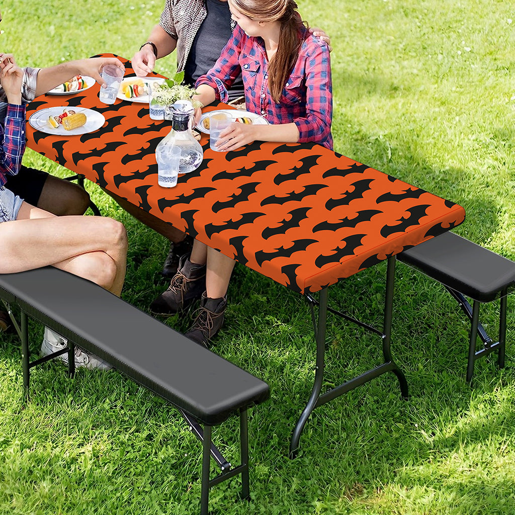 Halloween Bat Pattern Print Picnic Table Cover