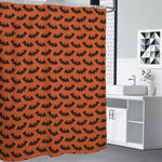 Halloween Bat Pattern Print Premium Shower Curtain