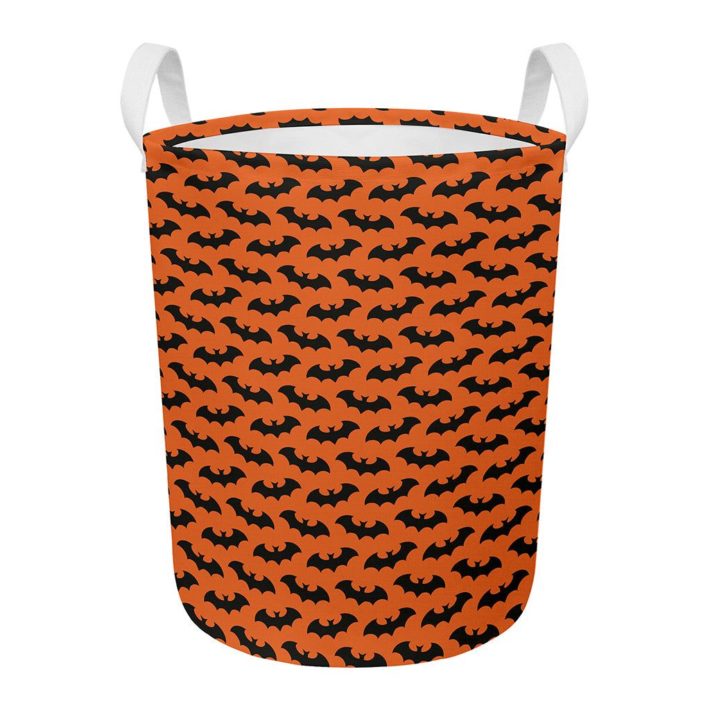 Halloween Bat Pattern Print Round Laundry Basket