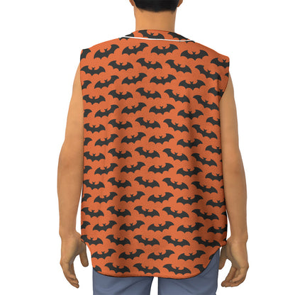 Halloween Bat Pattern Print Sleeveless Baseball Jersey