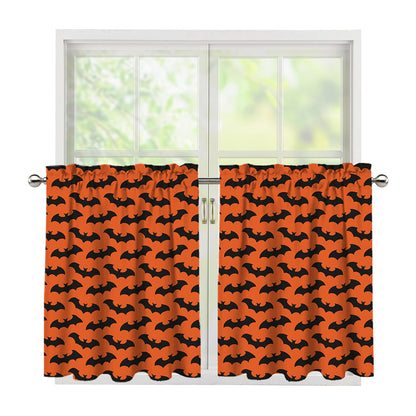 Halloween Bat Pattern Print Tier Curtains