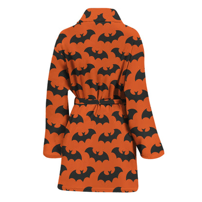 Halloween Bat Pattern Print Women's Bathrobe