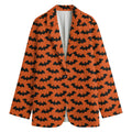 Halloween Bat Pattern Print Women's Cotton Blazer