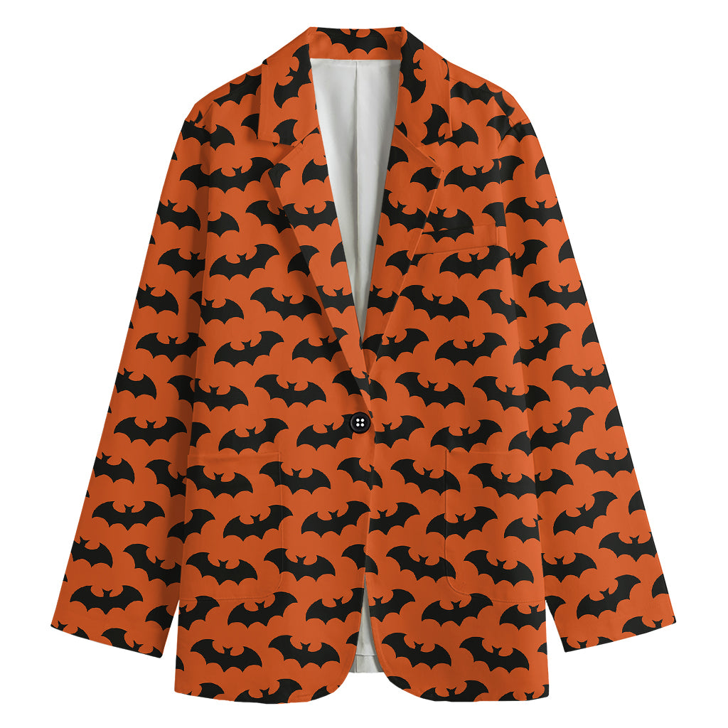 Halloween Bat Pattern Print Women's Cotton Blazer
