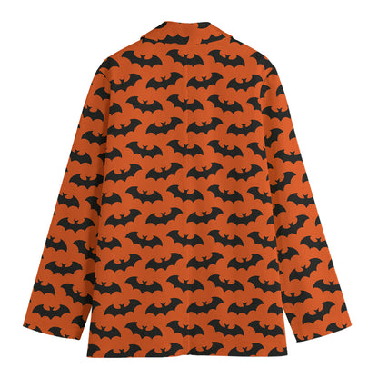 Halloween Bat Pattern Print Women's Cotton Blazer