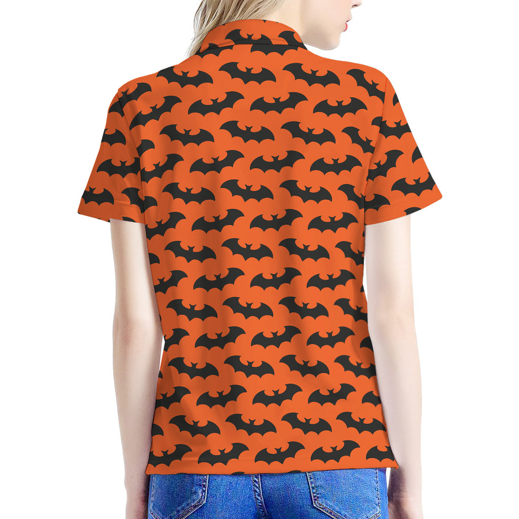 Halloween Bat Pattern Print Women's Polo Shirt