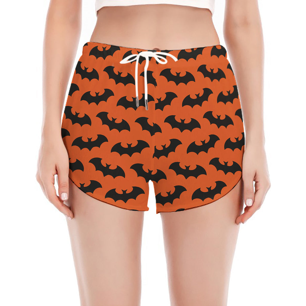 Halloween Bat Pattern Print Women's Split Running Shorts