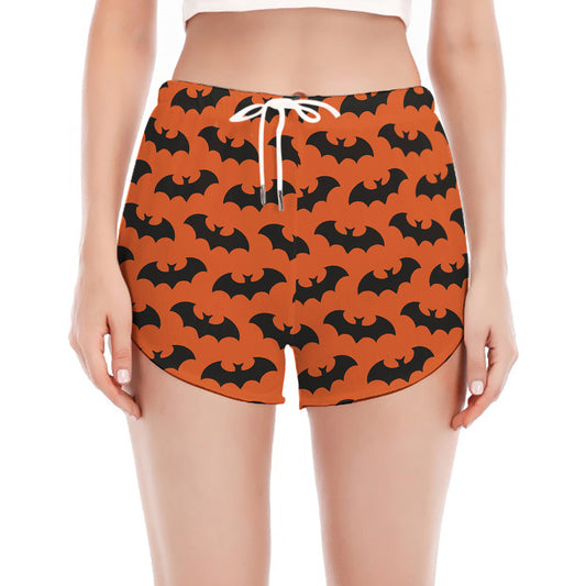Halloween Bat Pattern Print Women's Split Running Shorts