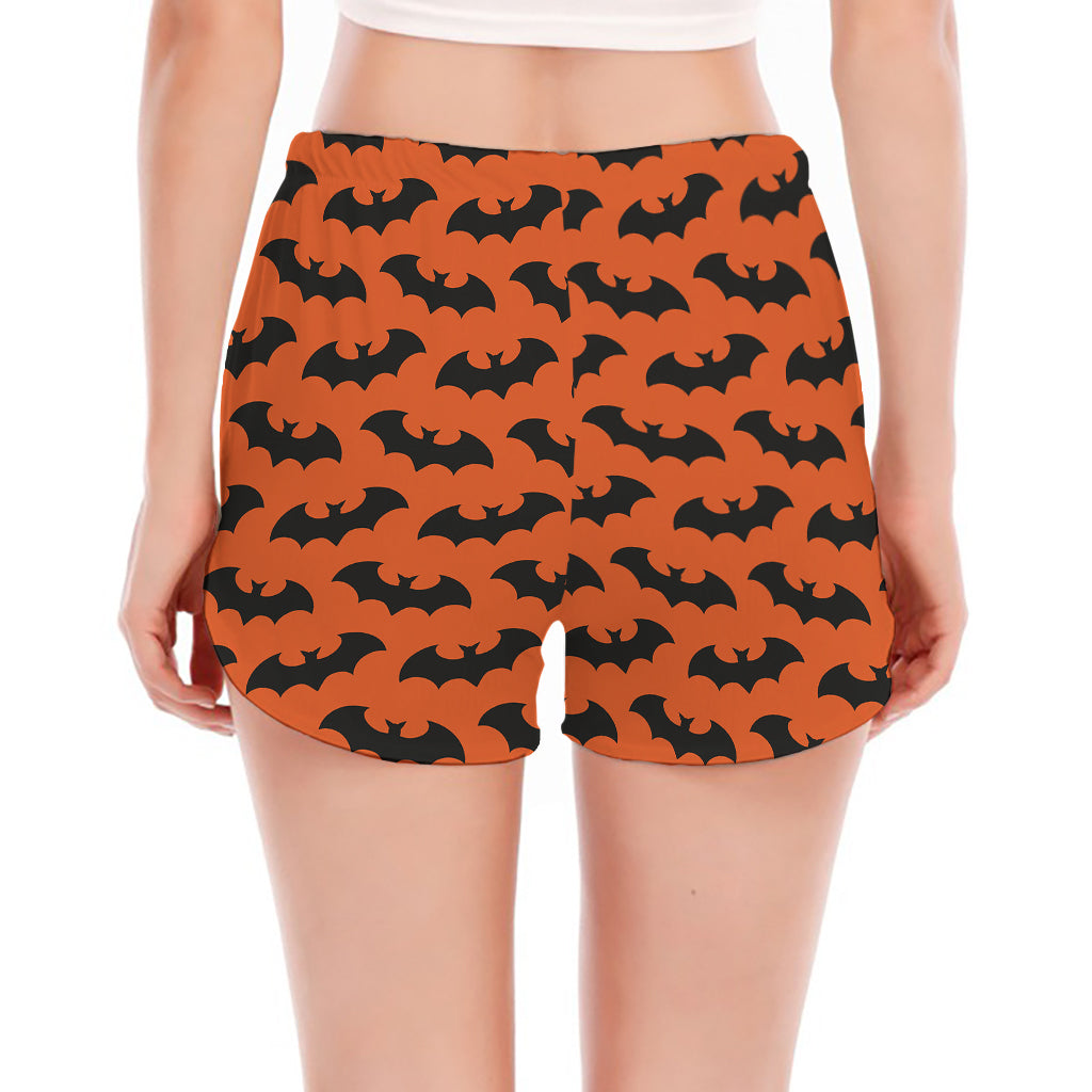 Halloween Bat Pattern Print Women's Split Running Shorts