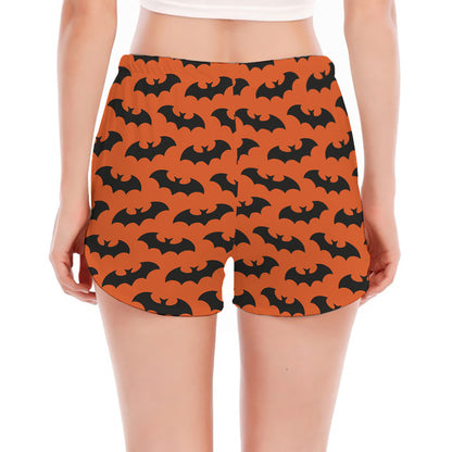 Halloween Bat Pattern Print Women's Split Running Shorts