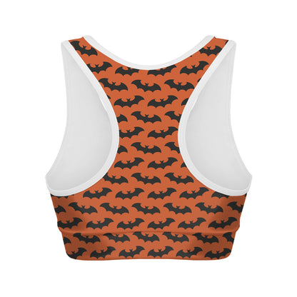 Halloween Bat Pattern Print Women's Sports Bra