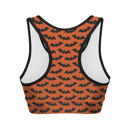 Halloween Bat Pattern Print Women's Sports Bra