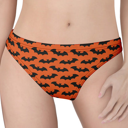 Halloween Bat Pattern Print Women's Thong