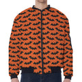 Halloween Bat Pattern Print Zip Sleeve Bomber Jacket