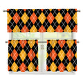 Halloween Black And Orange Argyle Print 3 Piece Kitchen Curtains