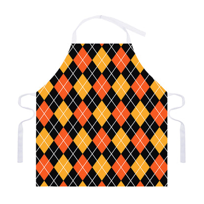Halloween Black And Orange Argyle Print Adjustable Apron