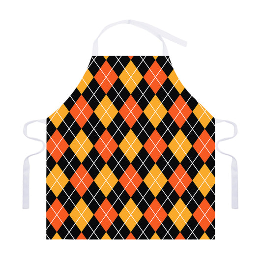 Halloween Black And Orange Argyle Print Adjustable Apron