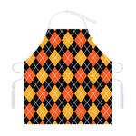 Halloween Black And Orange Argyle Print Adjustable Apron