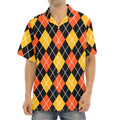 Halloween Black And Orange Argyle Print Aloha Shirt