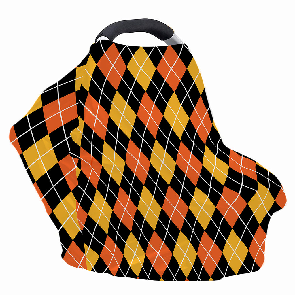 Halloween Black And Orange Argyle Print Baby Seat Cover