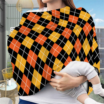 Halloween Black And Orange Argyle Print Baby Seat Cover