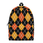 Halloween Black And Orange Argyle Print Backpack