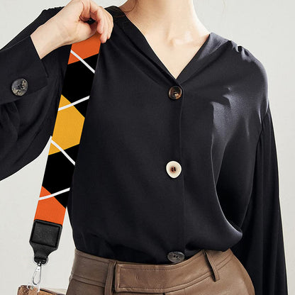 Halloween Black And Orange Argyle Print Bag Strap