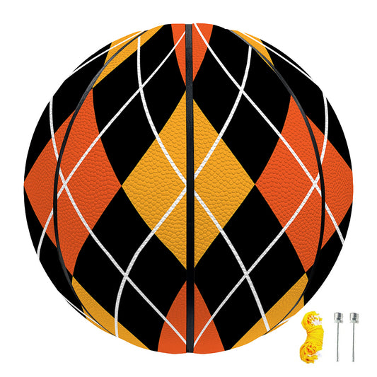 Halloween Black And Orange Argyle Print Basketball
