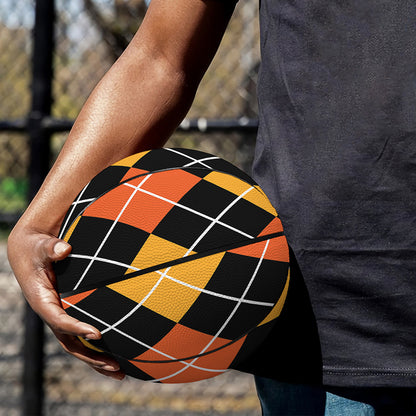 Halloween Black And Orange Argyle Print Basketball