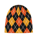 Halloween Black And Orange Argyle Print Beanie