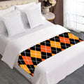 Halloween Black And Orange Argyle Print Bed Runner