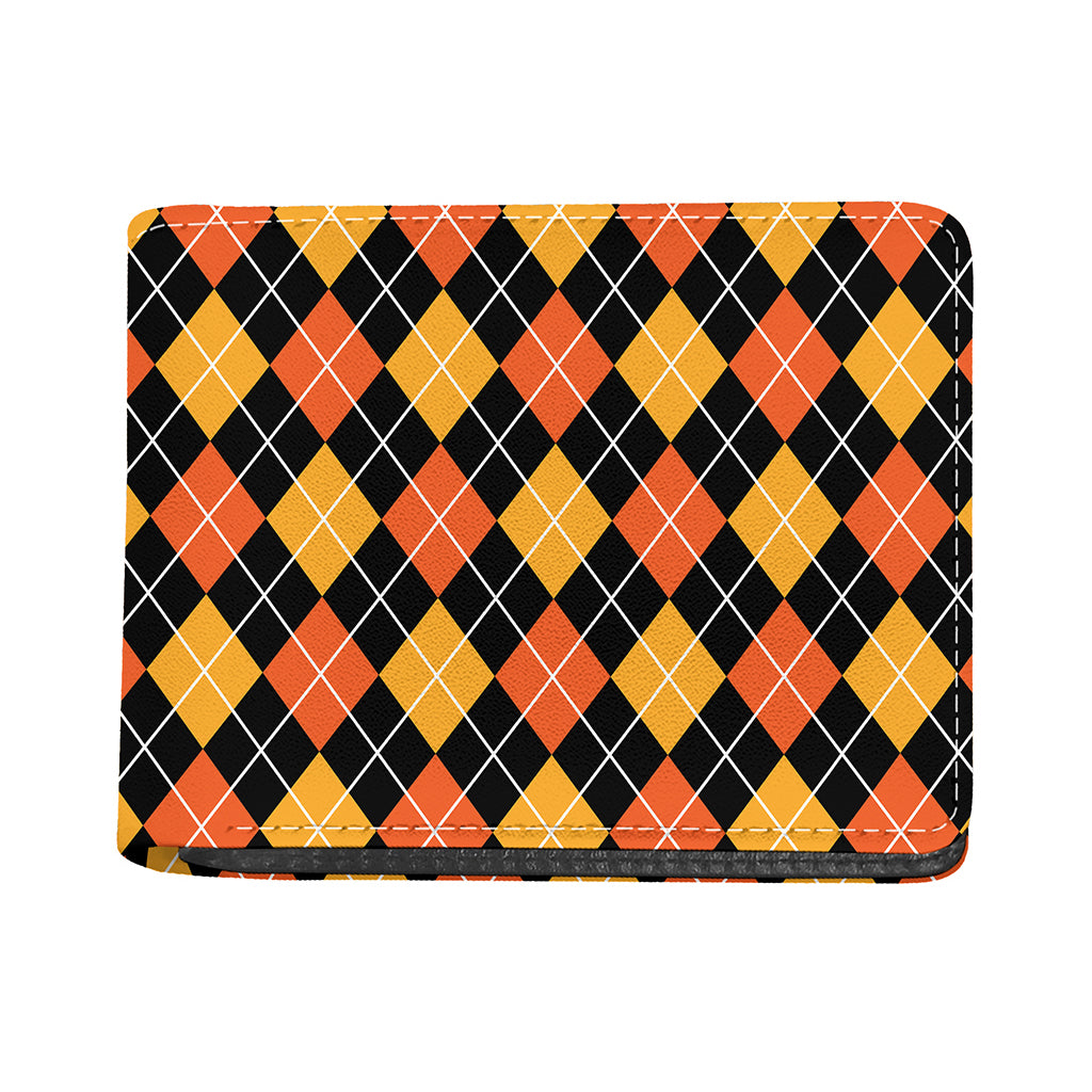 Halloween Black And Orange Argyle Print Bifold Wallet